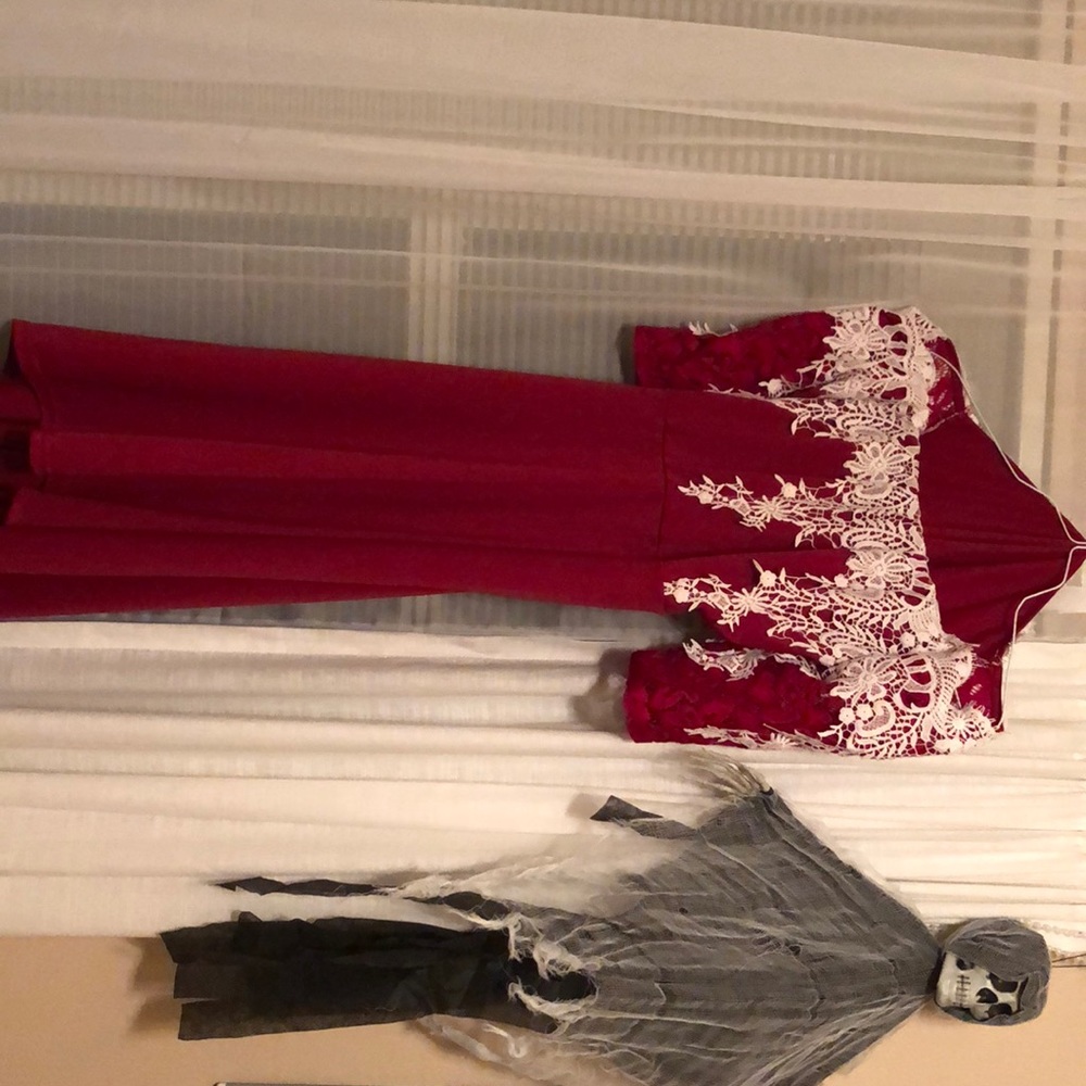 Red dress with lacing